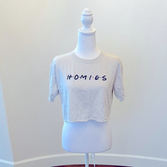 Byproduct ‘Homies’ Friends-Inspired Crop Top Off-white - Size XS - Picture 1 of 3